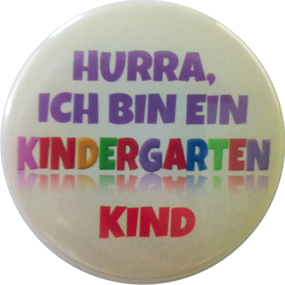 Hurra ich bin ein Kindergartenkind Button gelb